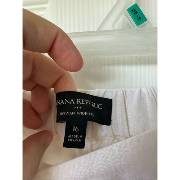 Banana Republic Rowan Wide-Leg Size 16 White Linen Blend Pull on Pants - Picture 2 of 3